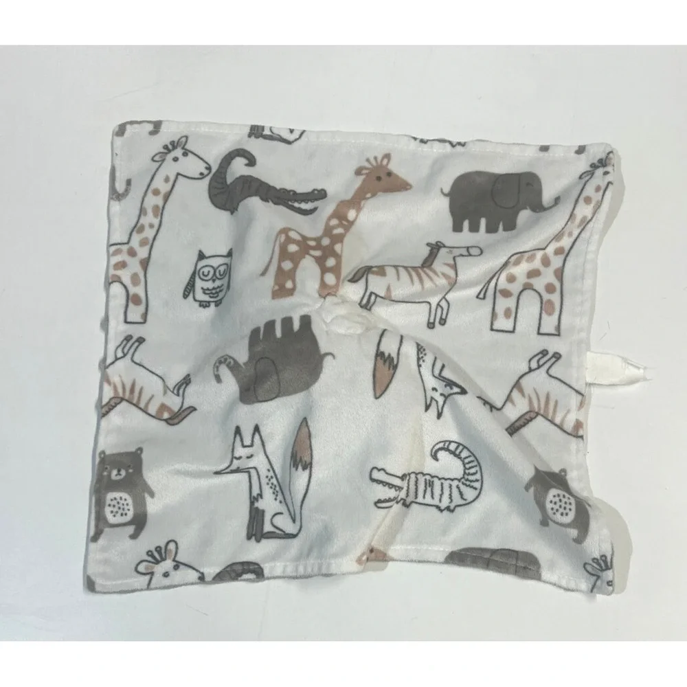 Boritar Gray Elephant‎ Lovey Plush Baby Security Blanket Minky Animal Print Back